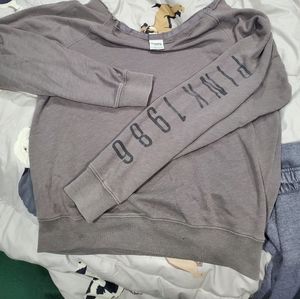 VS PINK SIZE SMALL distressed off the shoulder